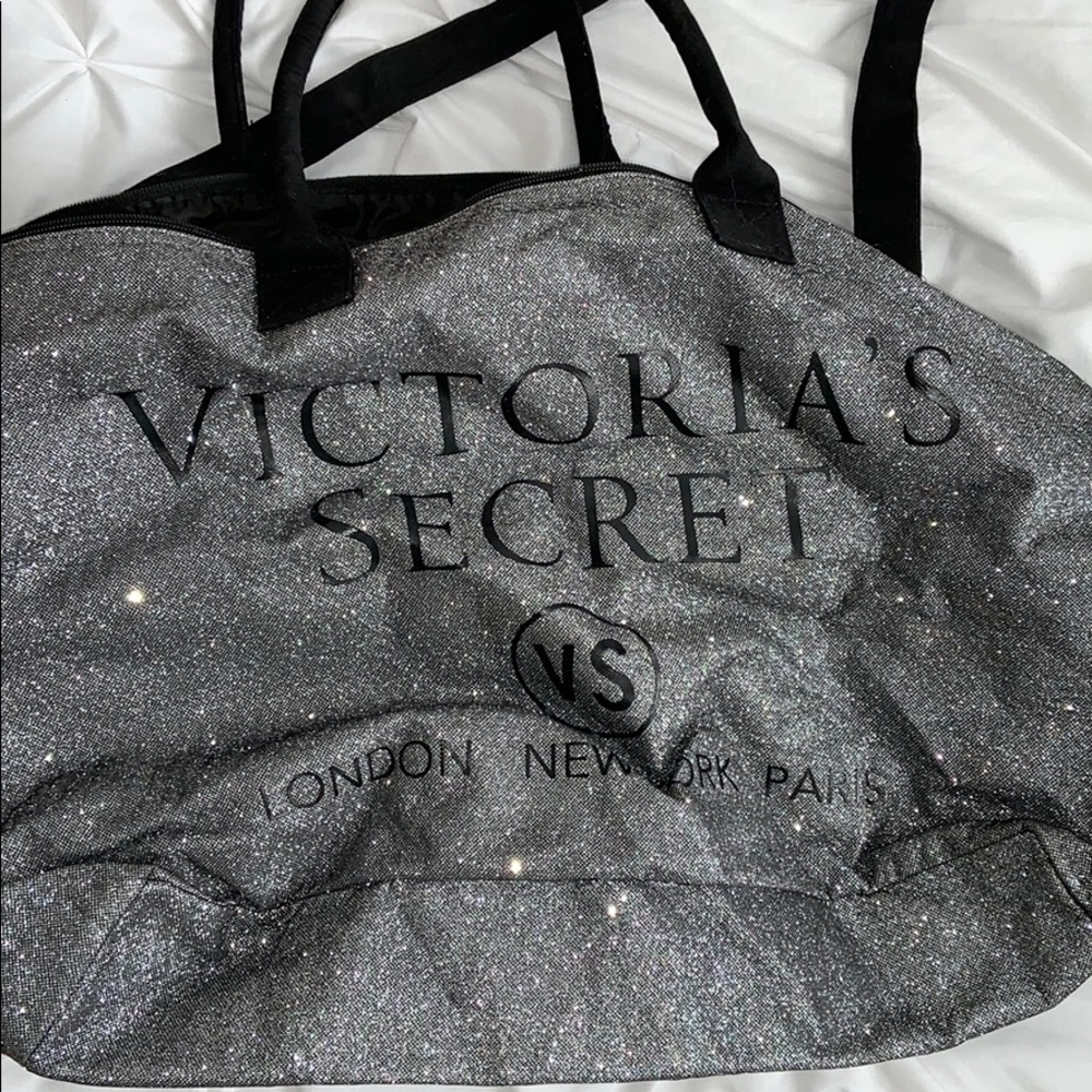 Victoria Secret silver tote- catches sunlight!